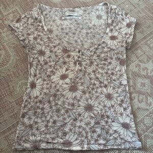 Vintage Floral Print Top by Urban Outfitters - Cream and Brown